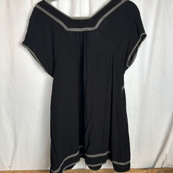 L *Space Black Gray Embroidered Swing Tunic Cover Up - S - Picture 4 of 6